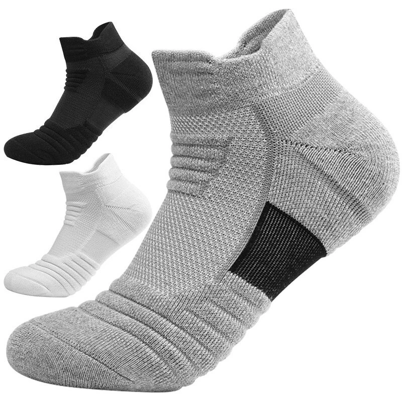 5 Pairs Men's Sports Socks, Towel Basketball Socks, Wicking Sweat Breathable Running Cycling Socks, High Elastic Outdoor Activities Ankle Socks (image for) 5 Pairs Men's Sports Socks, Towel Basketball Socks, Wicking Sweat Breathable Running Cycling Socks, High Elastic Outdoor Activities Ankle Socks
